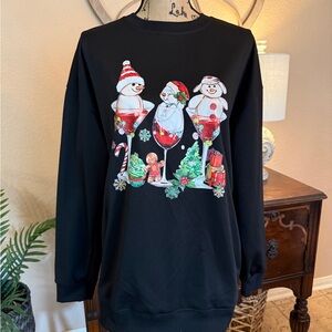 New Festive Black Snowman Sweatshirt